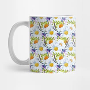 Daisy Pattern Neck Gator Blue Violet Flowers and Daisies Mug